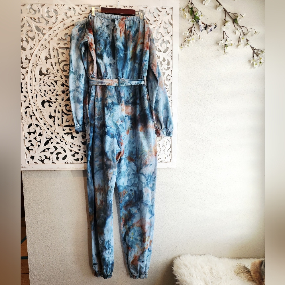 KIKI HARPER TIE DYE OFF SHOULDERS OVERALL SIZE XL - Picture 2 of 16